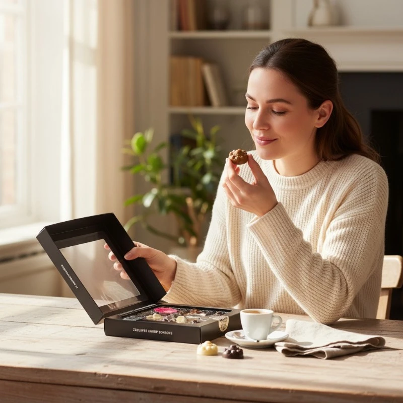 Geschenkdoos met 9 chocolade Bonbons zeeuwse knoop